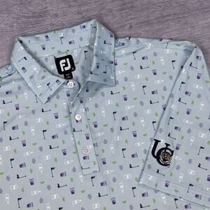 FootJoy University Club Baton Rouge Men's Sz XL Blue AOP Golf Polo Shirt PREPPY